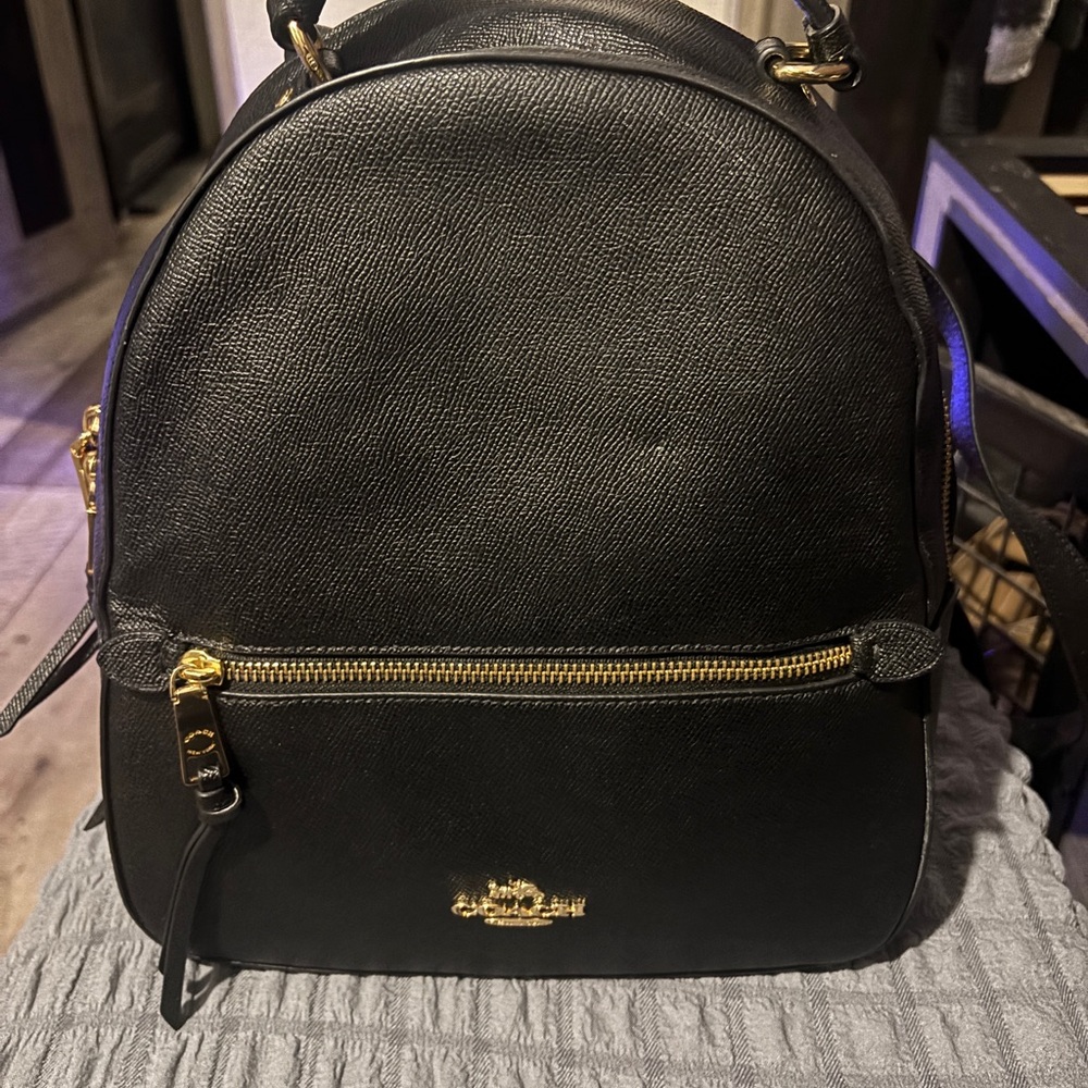 Coach Black Leather Bag with Gold Logo